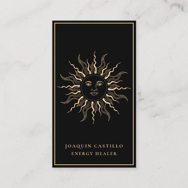 Holistic Celestial Guld Black Elegant Visitkort (Framsida)