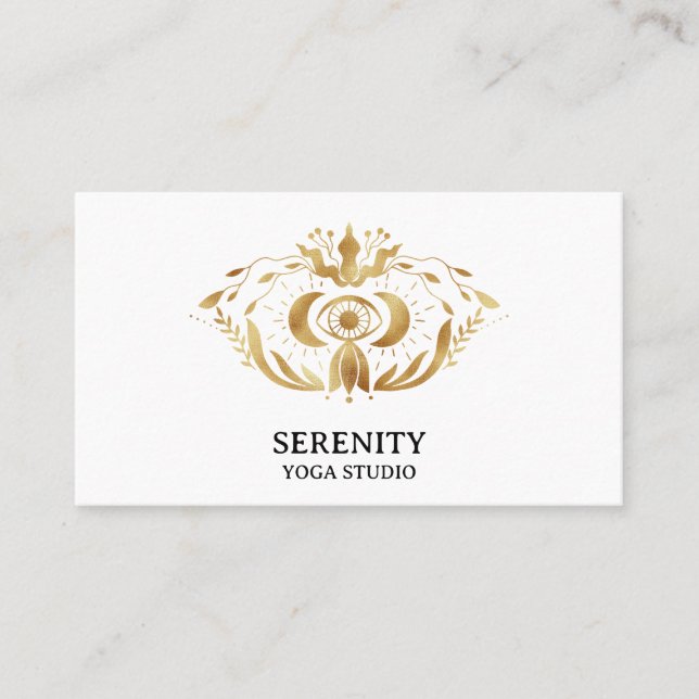 Holistic Celestial Måne Tredje Öga Yoga Business C Visitkort (Framsida)