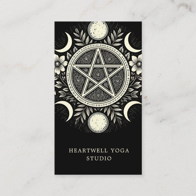 Holistic Celestial Sol Måne Black Visitkort (Framsida)