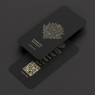 Holistic Hälsa Coach Black Faux Guld Lotus Visitkort