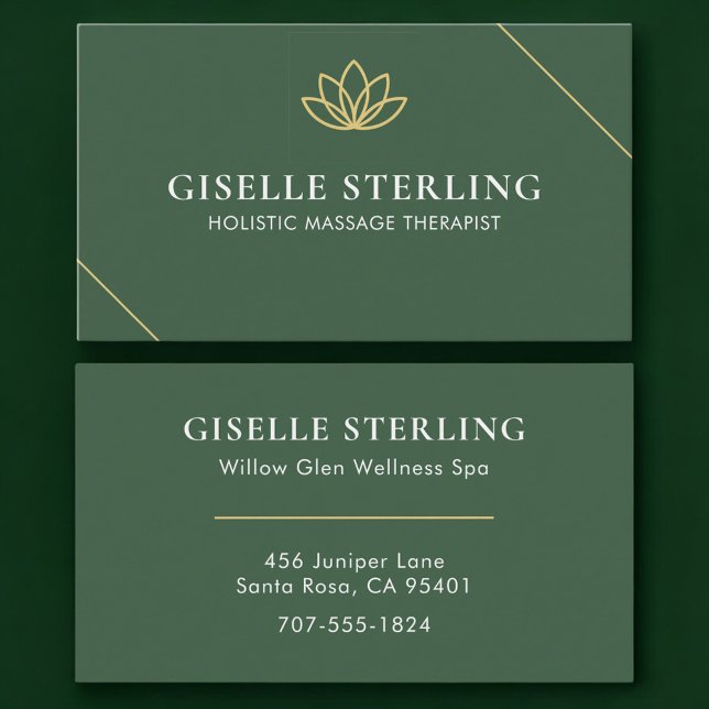 Holistic Massage Therapist Green Gold Visitkort (Skapare uppladdad)