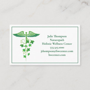 Holistic Medicine Hälsa Centre Naturopath Grönt Visitkort