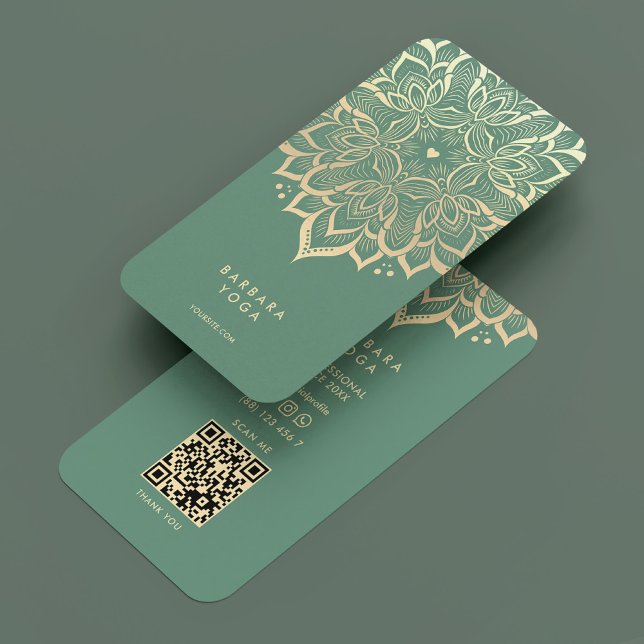 Holistic Personal Trainer Elegant Blue Mandala Visitkort (Personal Trainer Elegant Dusty Blue Gold Mandala Business Card
)