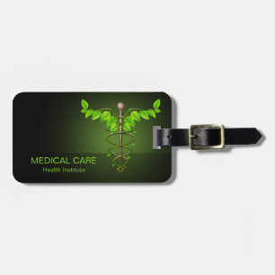 Holistisk alternativ medicinsk Caduceus Grönt Löv Bagagebricka