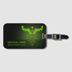 Holistisk alternativ medicinsk Caduceus Grönt Löv Bagagebricka