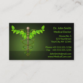 Holistisk alternativ medicinsk Caduceus Grönt Löv Tidsbeställning Kort
