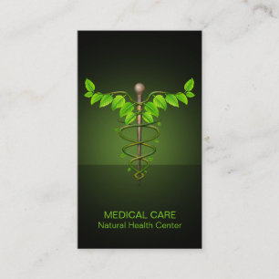 Holistisk alternativ medicinsk Caduceus Grönt Löv Visitkort