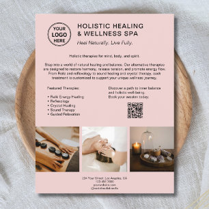Holistisk hälsoterapeutisk Logotyp QR Rosa Busines Reklamblad
