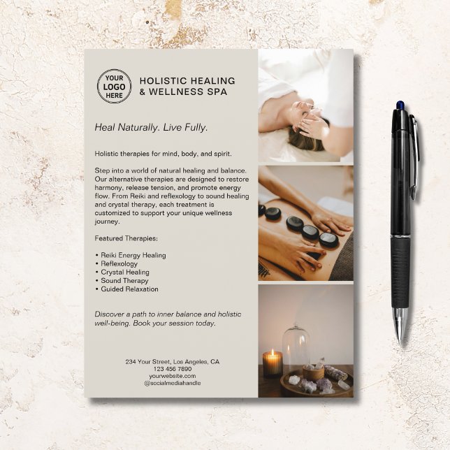 Holistisk hälsoterapi för att främja företag reklamblad (Holistic Health Therapist Promotional Business Flyer)