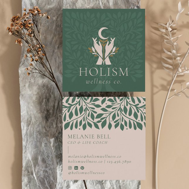 Holistisk hälsovård och Hälsa Healing Händer Celes Fyrkantigt Visitkort (Holistic Health & Wellness Healing Hands Celestial Square Business Card)