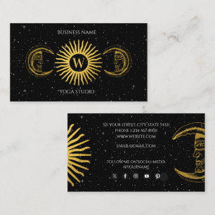 Holistisk Helig Celestial Sol Måne Reiki Monogram Visitkort
