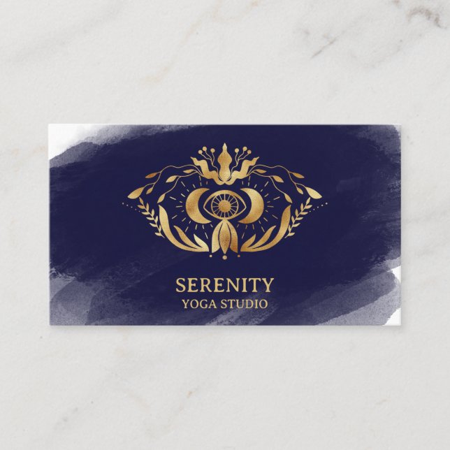 Holistisk kelestial Måne Tredje Öga Yoga Visitkort (Framsida)
