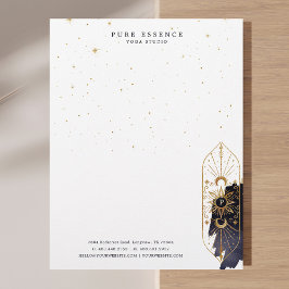 Holistisk kelestial Sol & Måne Mörk Bläck Monogram Brevhuvud