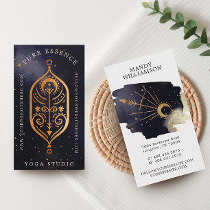 Holistisk kelestial Sol & Måne Mörk Bläck Monogram Visitkort