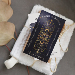 Holistisk kelestial Sol & Måne Mörk Bläck Monogram Visitkort