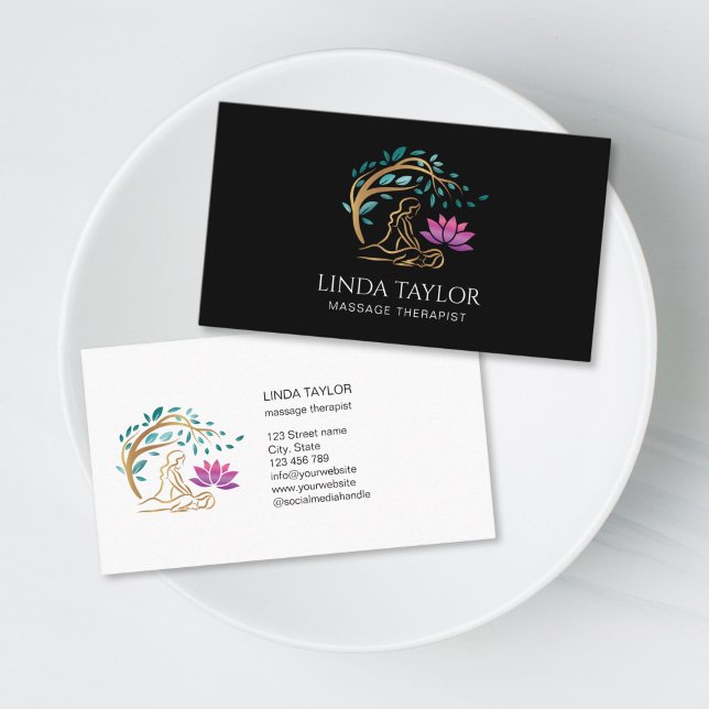 Holistisk Massage Terapi Helare Energi Lotus Visitkort (Holistic Massage Therapy Healer Energy Business Card)