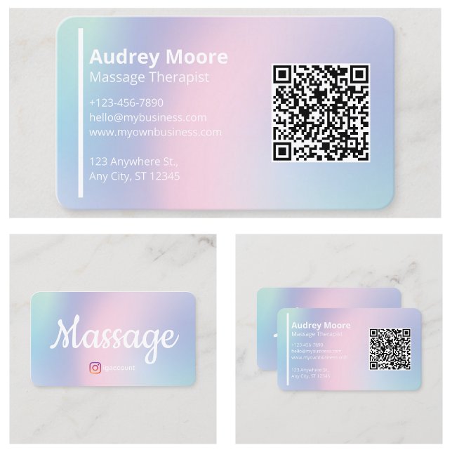 Holistisk massageterapeuter Reiki Reflexology QR Visitkort (Holistic Massage Therapists Reiki Reflexology QR Business Card
)