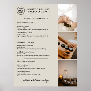 Holistisk välbefinnandetjänster Meny Neutral Beige Poster