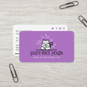 Holistisk Yoga Cat Meditating Yoga Pose-Lila Visitkort