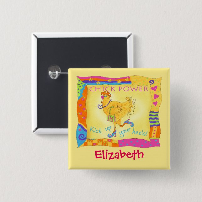 Hölja upp Chickens strömbrytare Namn Knapp (Framsida & baksida)