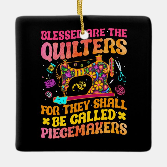 Höljande sisgåvor Quilt-gåvor Quilter groovy gulli Julgransprydnad Keramik (Framsida)