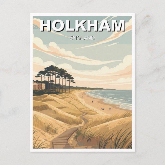 Holkham Norfolk England Travel Vykort (Framsida)