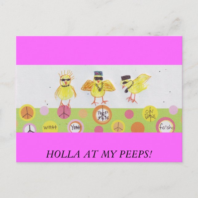 HOLLA PÅ MIN PEEPS! VYKORT (Framsida)