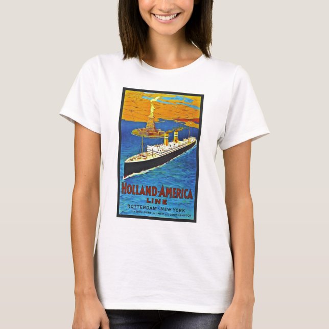 Holland Amerika fodrar vintage resoraffischen Tee (Framsida)
