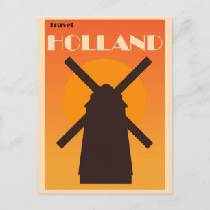 Holland Amsterdam Vintage Kvarn Dutch Travel Vykort