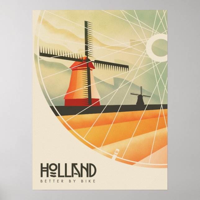 Holland,Bättre av Bike, Travel Poster (Framsidan)