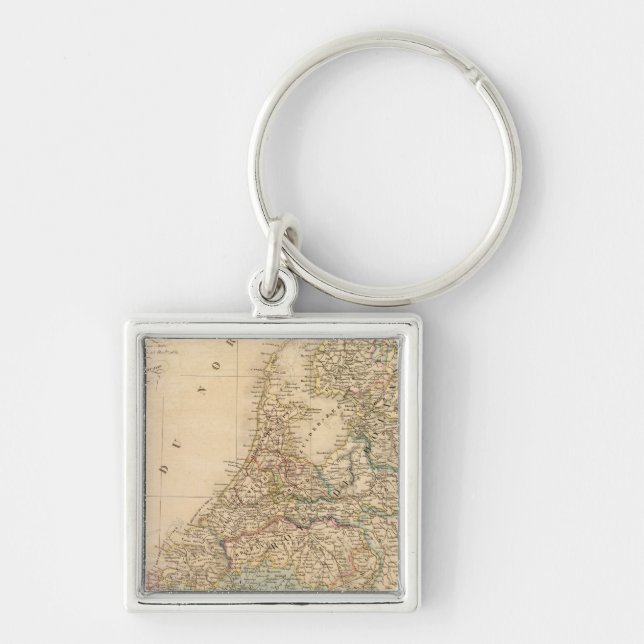 Holland, Belgien 2 Fyrkantig Silverfärgad Nyckelring (Framsidan)