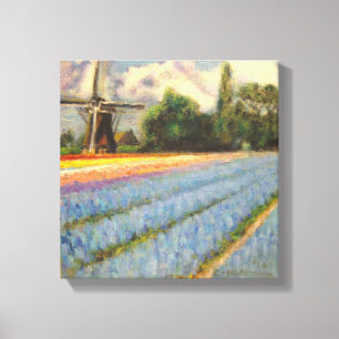 Holland blommor landskap målningTriptych 2 av 3 Canvastryck