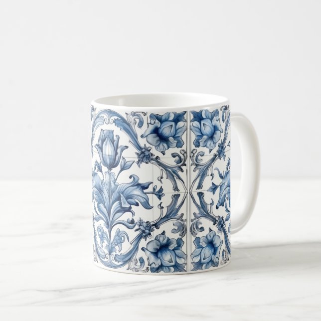 Holland Blue Tulip Mönster Kaffemugg (Framsida höger)