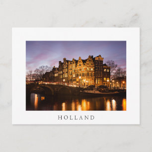 Holland canhouse vid skymning av vita vykort
