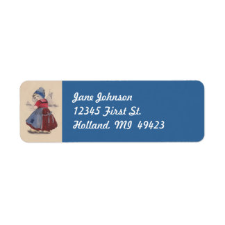 Holland Dutch Girl Traditional Dress Address Label Returadress Etikett