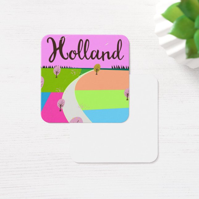 Holland fält reseaffisch fyrkantigt visitkort (Skivbord)
