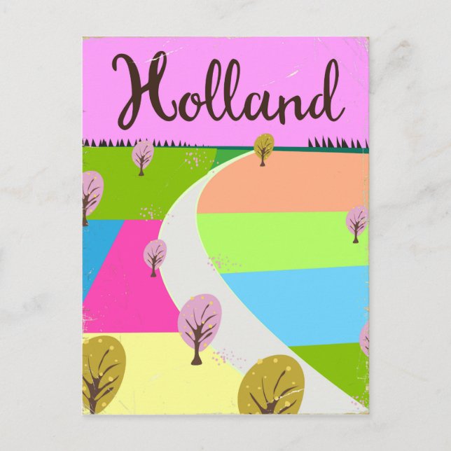 Holland fält reseinformation affisch vykort (Framsida)