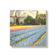 Holland Flowers Landscape Painting Triptych 2 av 3