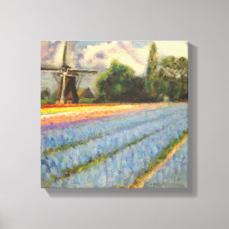 Holland Flowers Landscape Painting Triptych 2 av 3 Canvastryck