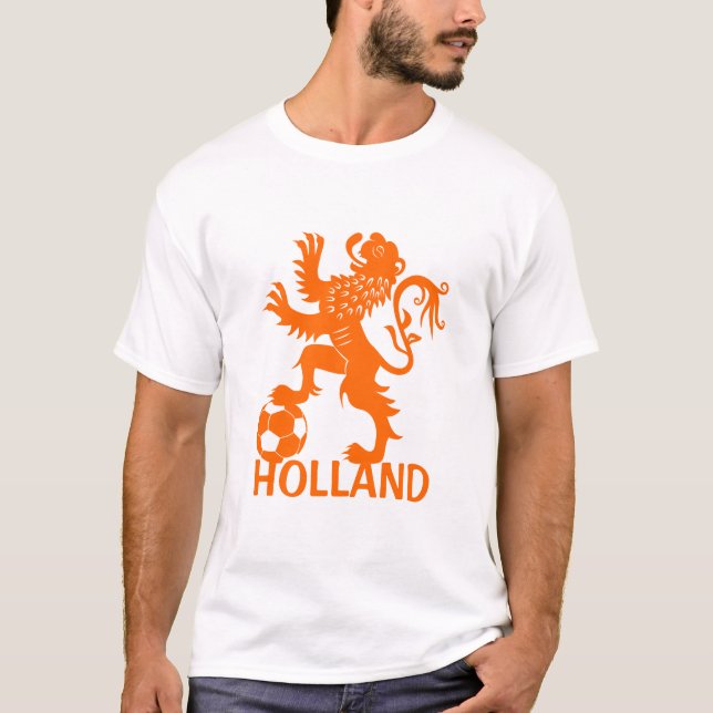 Holland fotbollT-tröja - orange holländskt lejont Tee Shirt (Framsida)