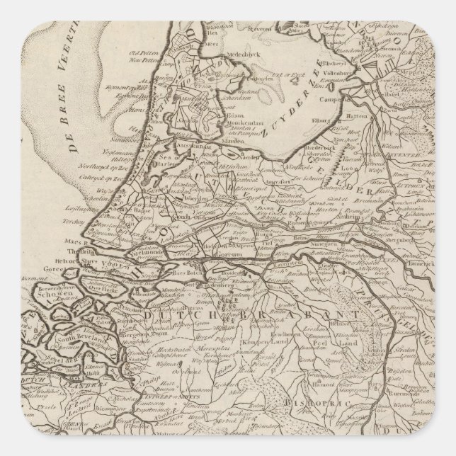 Holland, Friesland, Groningen, Overyssel Fyrkantigt Klistermärke (Framsida)