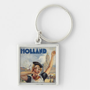 Holland Fyrkantig Silverfärgad Nyckelring