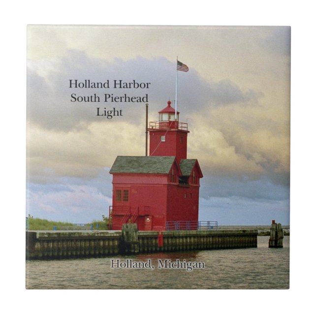 Holland Harbor South Pierhead Light tile Kakelplatta (Framsidan)