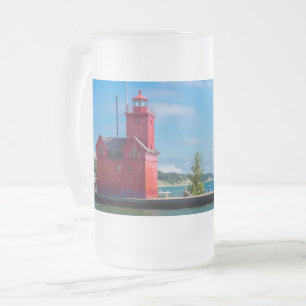 Holland Harbour Lighthouse Frosted Glass Beer Mugg