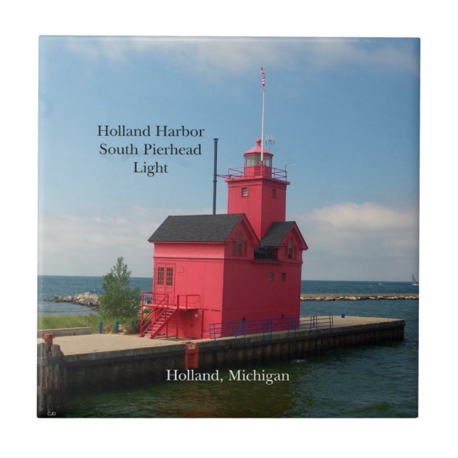 Holland Harbour South Pierhead Light 2011 tile Kakelplatta (Framsidan)