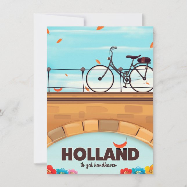Holland "Ik zal handhaven" Cykel reseraffisch. Inbjudningar (Baksida)