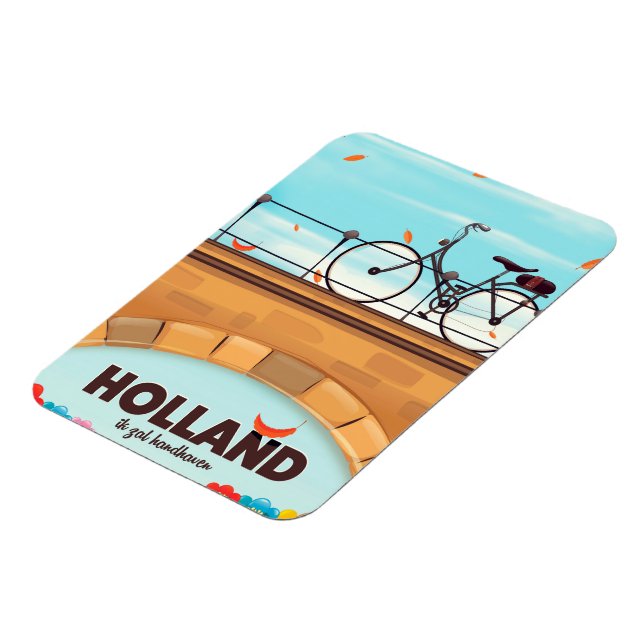 Holland "Ik zal handhaven" Cykelreseposter. Magnet (Vänstra Sidan)