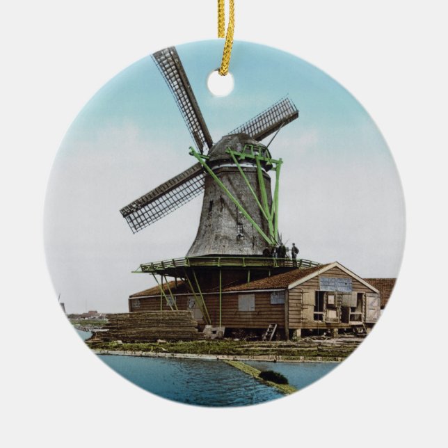 Holland Kvarn Julgransprydnad Keramik (Framsidan)