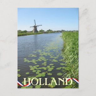 Holland Kvarn längs Canal Postcard Vykort