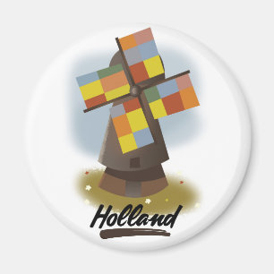 Holland kvarn reseaffisch magnet